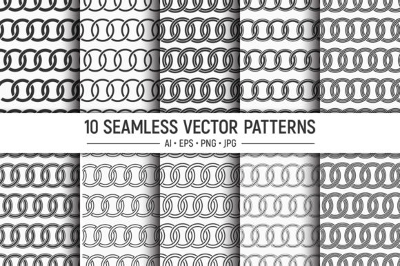 10 Chain Links Seamless Patterns