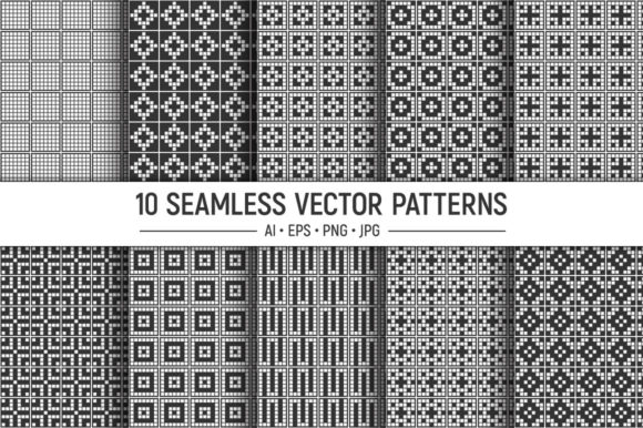 10 Mosaic Tiles Seamless Patterns