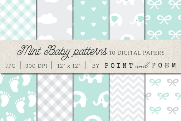 Baby Patterns Mint Digital Paper