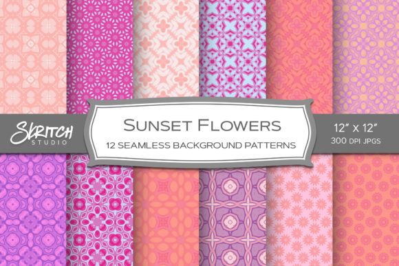 Bright Sunset Floral Seamless Patterns
