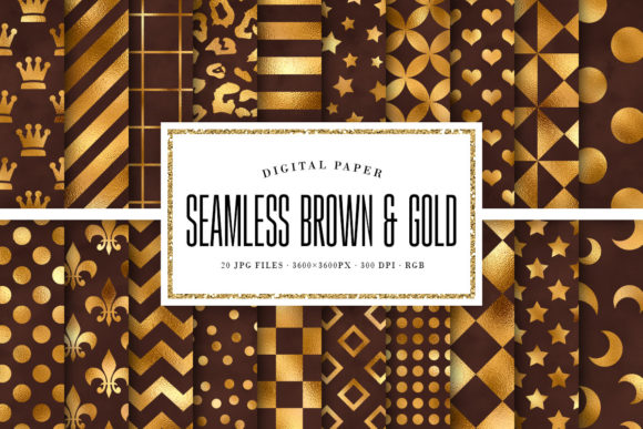 Dark Brown and Gold Seamless Patterns
