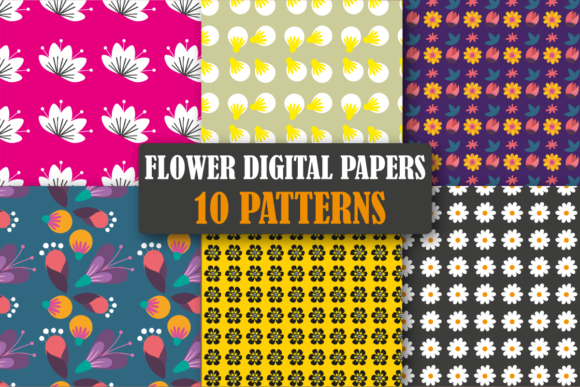Floral Digital Paper Patterns Design