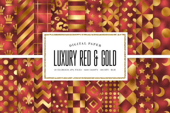 Gold Red Seamless Geometric Patterns for Bold Branding