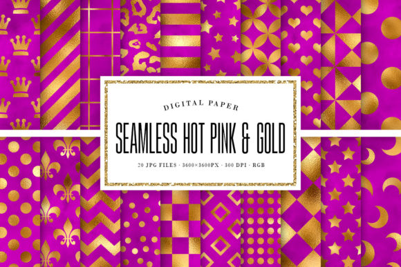 Hot Pink and Gold Seamless Patterns for Creators